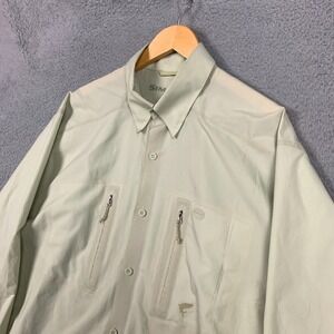 SIMMS Fishing Shirt‎ Men's Large L Beige Performance Ripstop Long Sleeve Outdoor